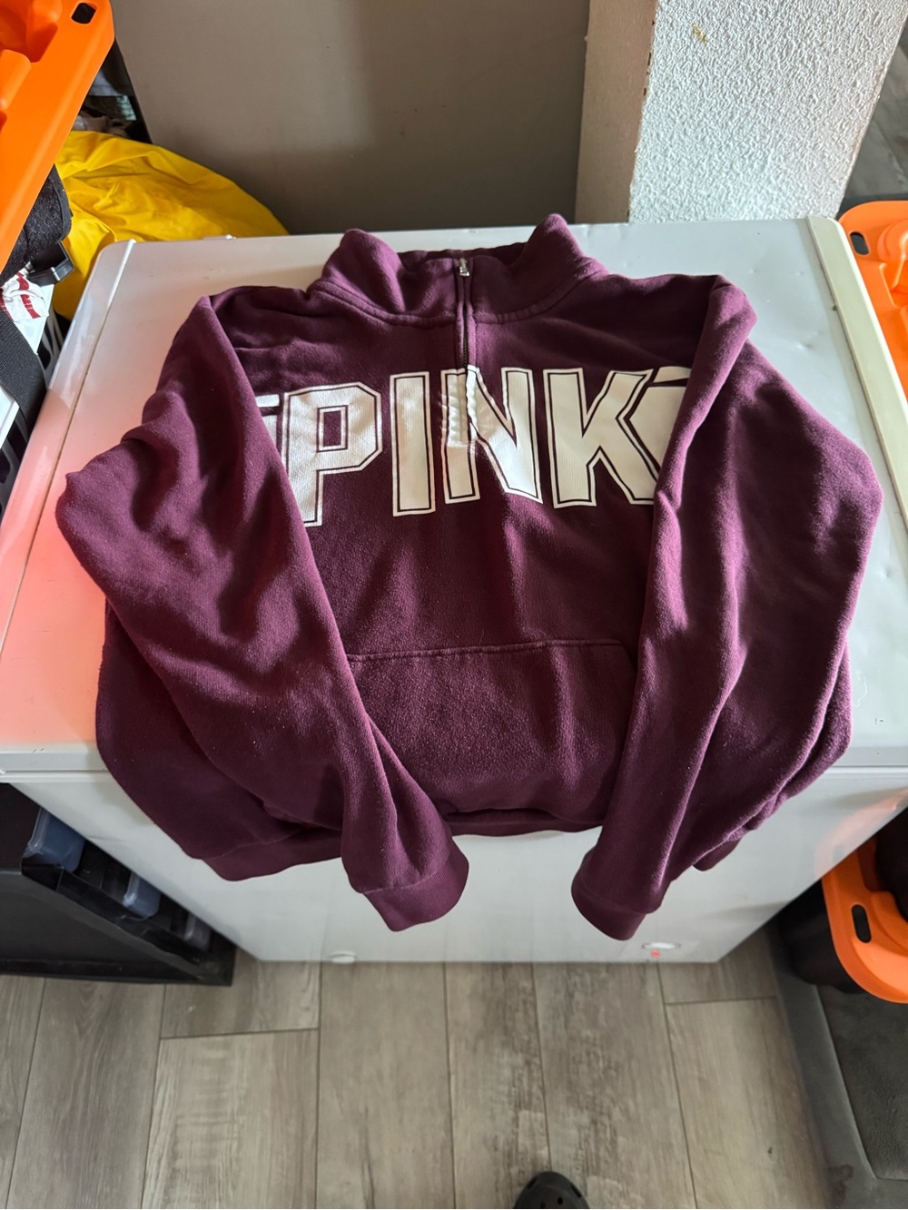 PINK Victoria's Secret Burgundy Half-Zip Pullover